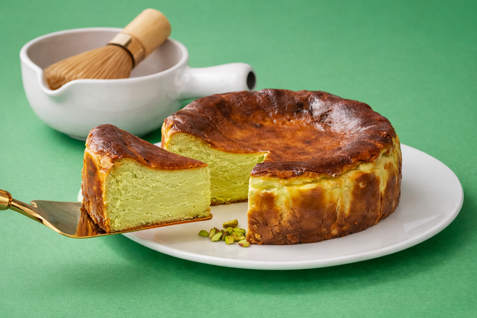Pistachio Basque Cheesecake